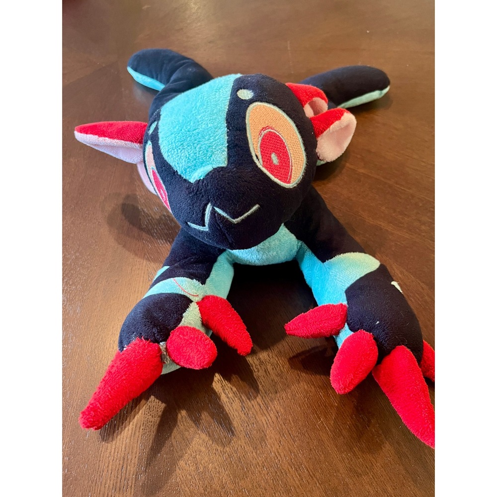 Monster Dragon Plush Unisex 16" Black Turquoise Excellent Red Claws Rare